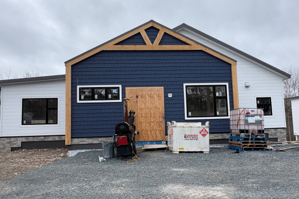 house with blue siding